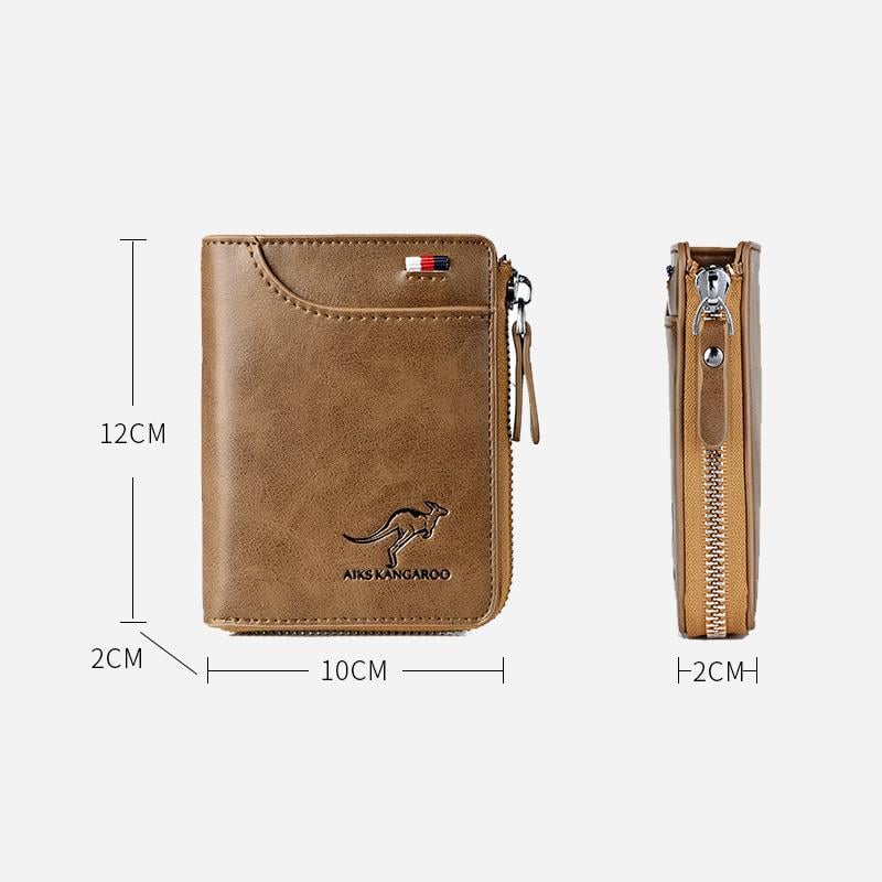 (π2024 New Year Hot Saleπ)Men Wallet Zipper Genuine Leather Purse ( RFID PROTECTED )
