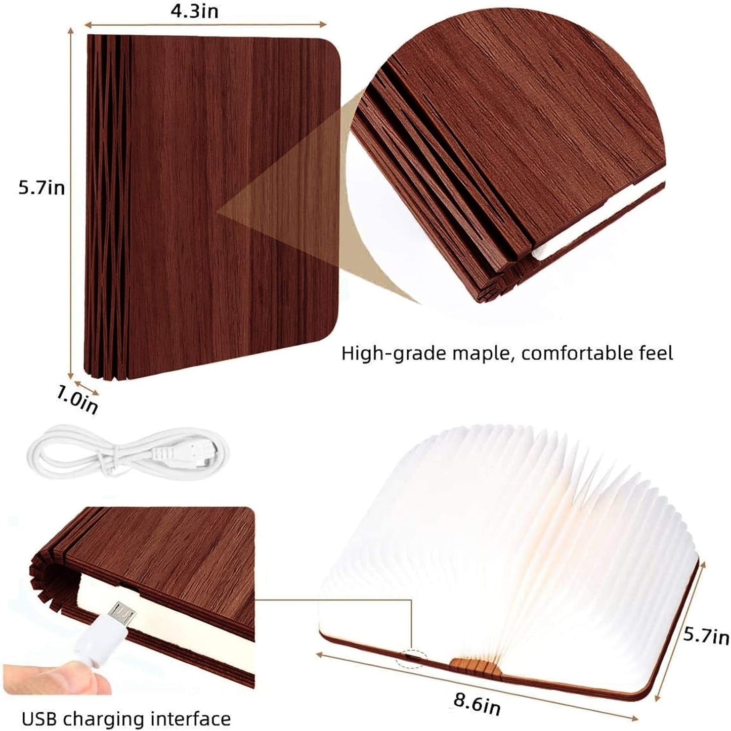 Foldable Paper Book Light-Rechargeable Folding Paper Lamp-Women or Friend, Christmas Gifts Choice