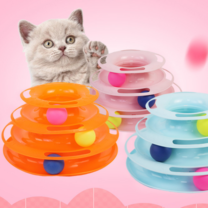 Tower of Tracks 3-Level Cat Track Toy with 3 Balls🤍🐱💙✨ Interactive Toy for Indoor Cats