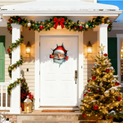 "Santa's Breaking In!" Christmas Wall Sticker 🎅 Funny Holiday Decor for Home 🎄