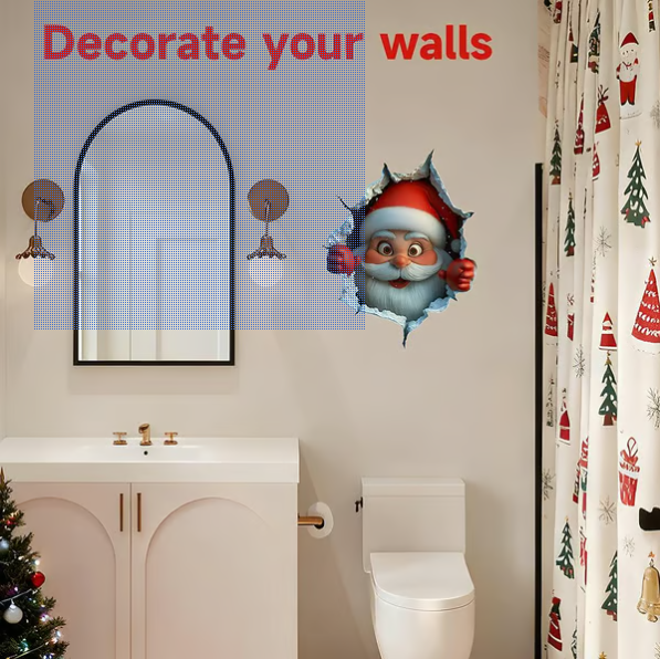 "Santa's Breaking In!" Christmas Wall Sticker 🎅 Funny Holiday Decor for Home 🎄