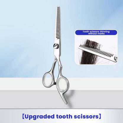 🔥Hairdressing tooth scissors flat scissors hair salon professional thinning scissors home portable bangs hairdressing tool flat tooth scissors set🔥