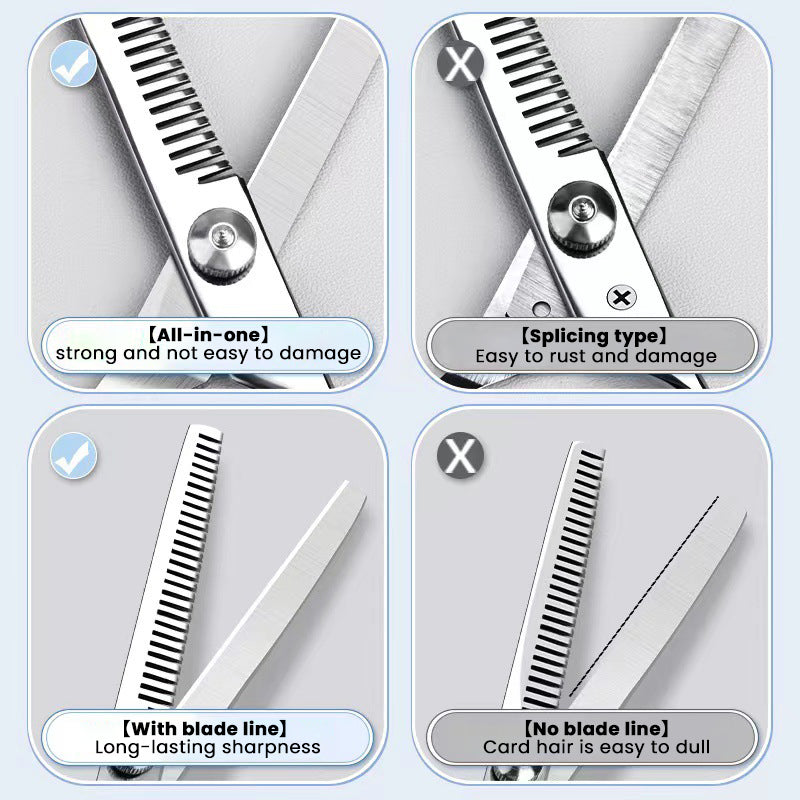🔥Hairdressing tooth scissors flat scissors hair salon professional thinning scissors home portable bangs hairdressing tool flat tooth scissors set🔥