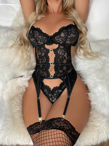 🔥Elegant suspenders, charming deep V, lace + see-through, tight style, exciting underwear🔥