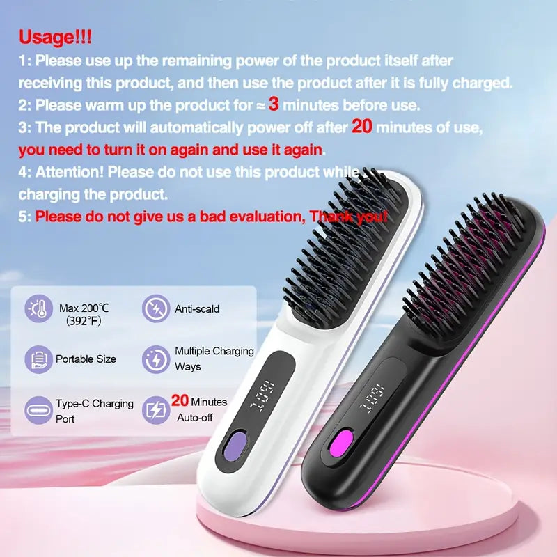Cordless Hair Straightening Brush Clearance Sale 🔥Up to 40% OFF🔥