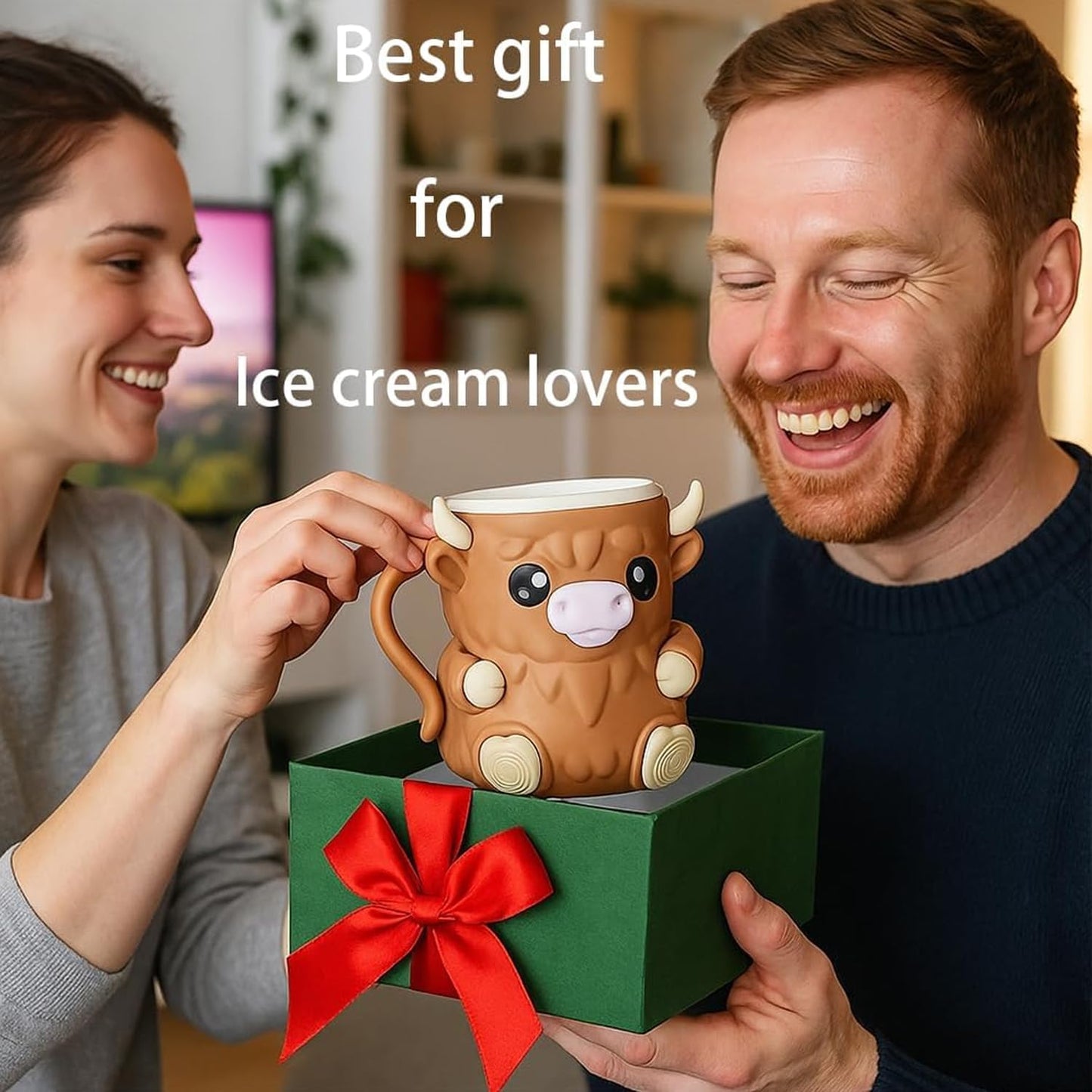 Limited Time Christmas Offer ⏰|Cow Ice Cream Pint Holder Dual Spoon Sockets