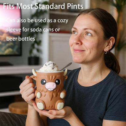 Limited Time Christmas Offer ⏰|Cow Ice Cream Pint Holder Dual Spoon Sockets