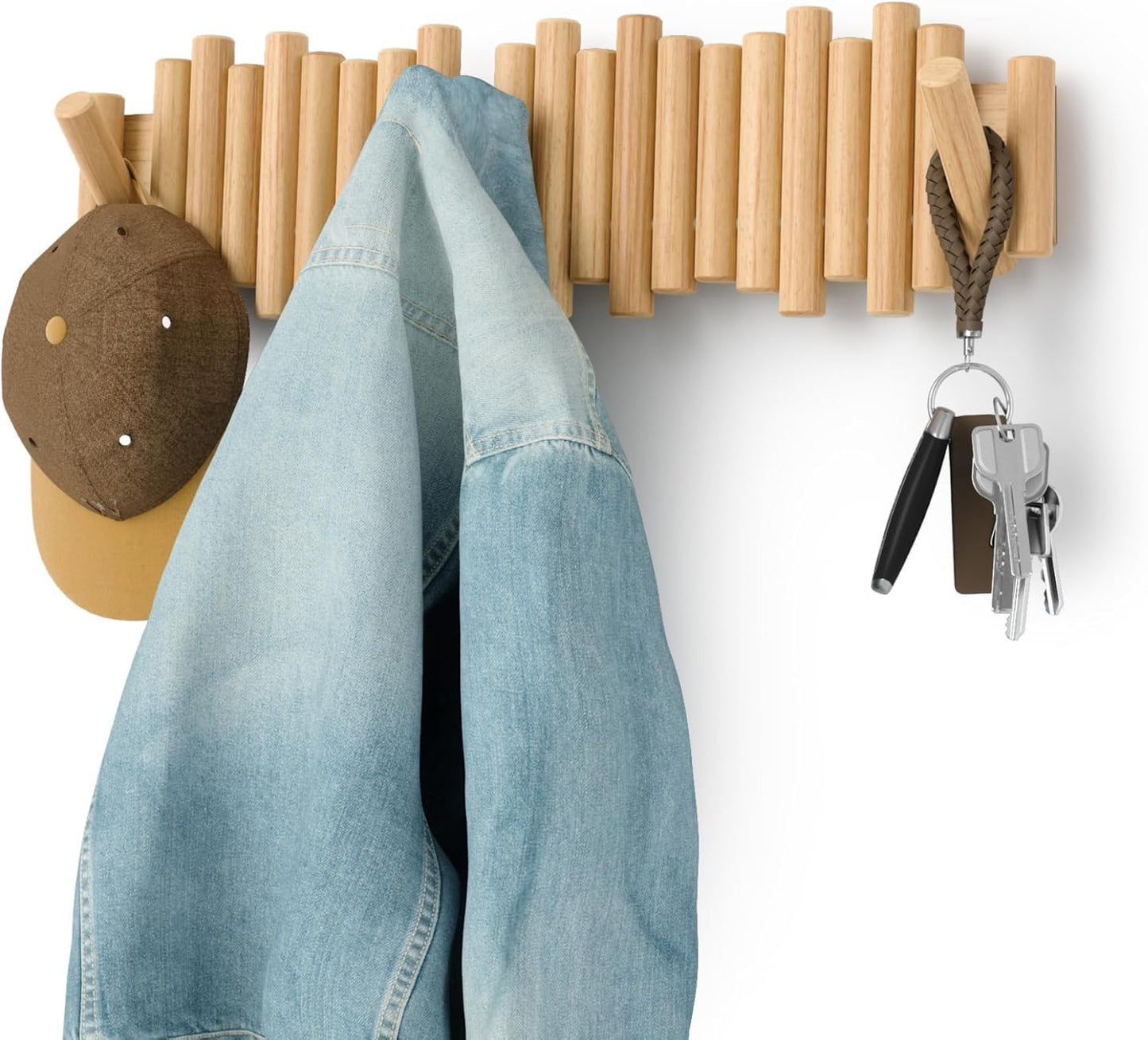 Limited-Time Deal|Picket Rail Hook Coat Rack, Aged Walnut