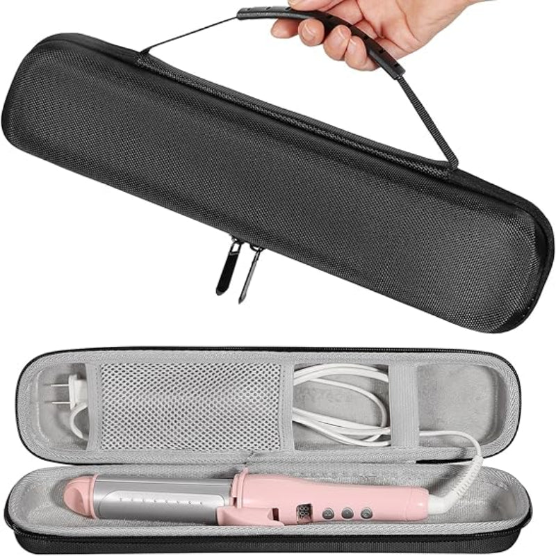 60% off free shipping Travel Case for Hair Straightener Bag Hot Tools Curling Iron Travel Straightener Case Electric Hot Comb Flat Iron Hair Straight Styler (Only Case, Black pink)
