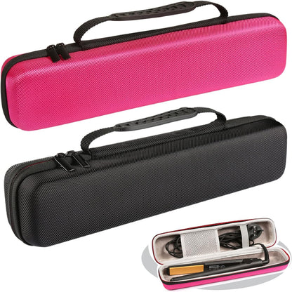 60% off free shipping Travel Case for Hair Straightener Bag Hot Tools Curling Iron Travel Straightener Case Electric Hot Comb Flat Iron Hair Straight Styler (Only Case, Black pink)