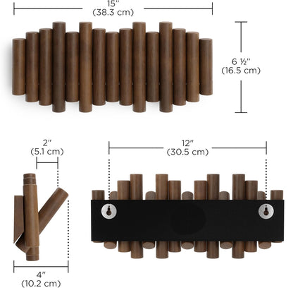 Limited-Time Deal|Picket Rail Hook Coat Rack, Aged Walnut