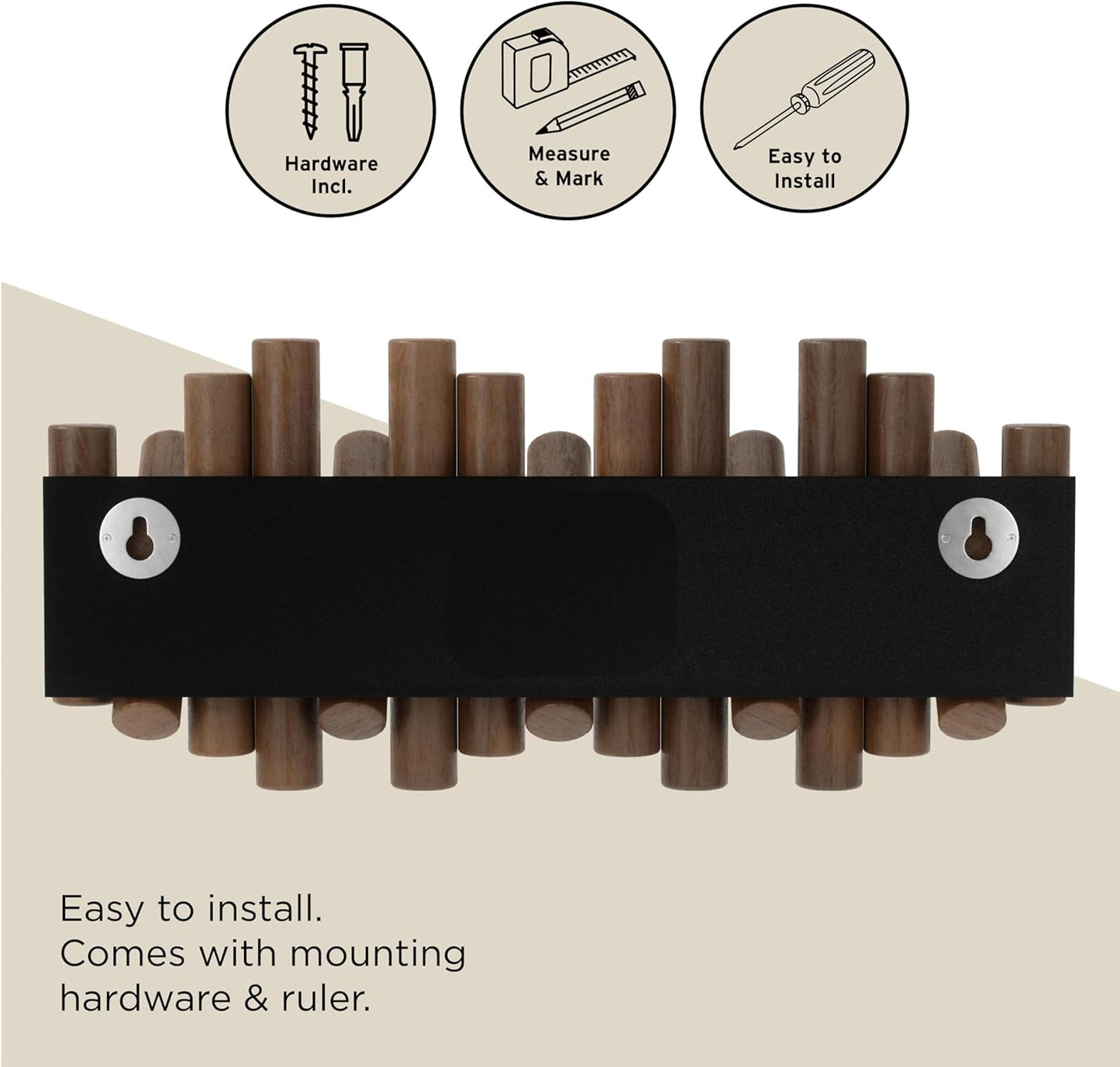 Limited-Time Deal|Picket Rail Hook Coat Rack, Aged Walnut