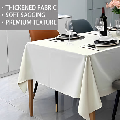 🔥Light luxury high-end white large rectangular polyester tablecloth outdoor wedding hotel conference room tablecloth🔥