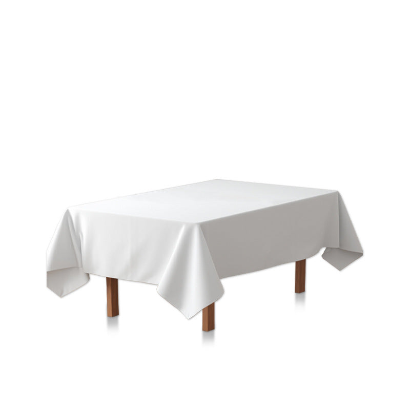 🔥Light luxury high-end white large rectangular polyester tablecloth outdoor wedding hotel conference room tablecloth🔥