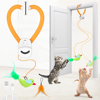 Interactive Cat Toys for Indoor Cats Automatic Electric Flying Bird Feather Stick Toy