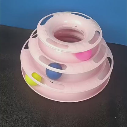 Tower of Tracks 3-Level Cat Track Toy with 3 Balls🤍🐱💙✨ Interactive Toy for Indoor Cats