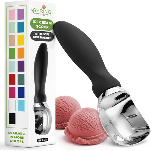 🍨🍧Heavy Duty Ice Cream Scoop with Comfortable Handle - Professional Ice Cream Scooper for Gelato, Sorbet, Cookie Dough, Melon, Frozen Yogurt - Dishwasher Safe Metal Kitchen Tool